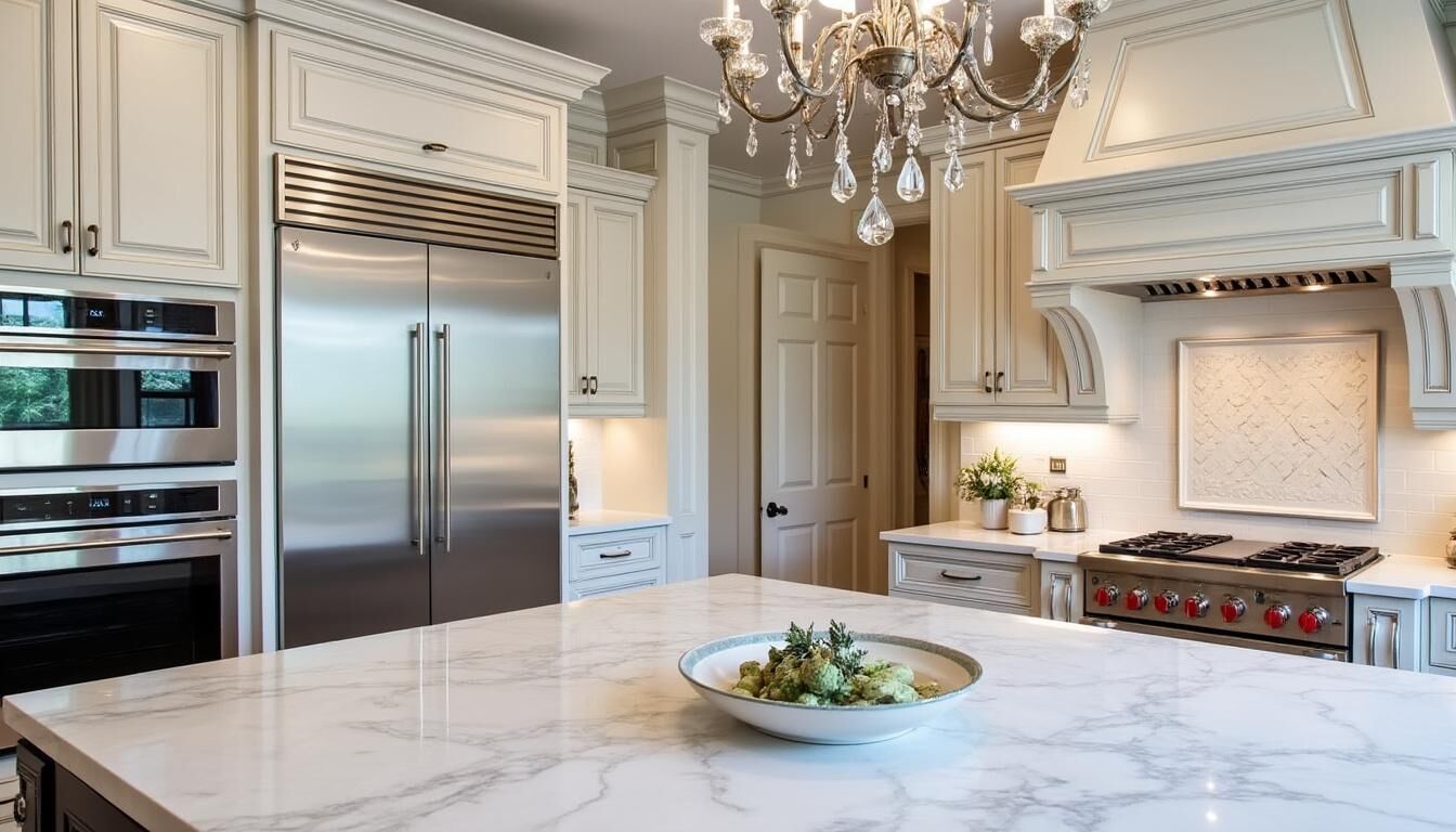 Découvrez l'élégance intemporelle du plan de travail en marbre pour votre cuisine. Alliez esthétique et fonctionnalité grâce à ce matériau noble, idéal pour créer un espace chaleureux et sophistiqué. Transformez votre cuisine en un lieu de vie raffiné et accueillant avec nos conseils et idées d'aménagement.