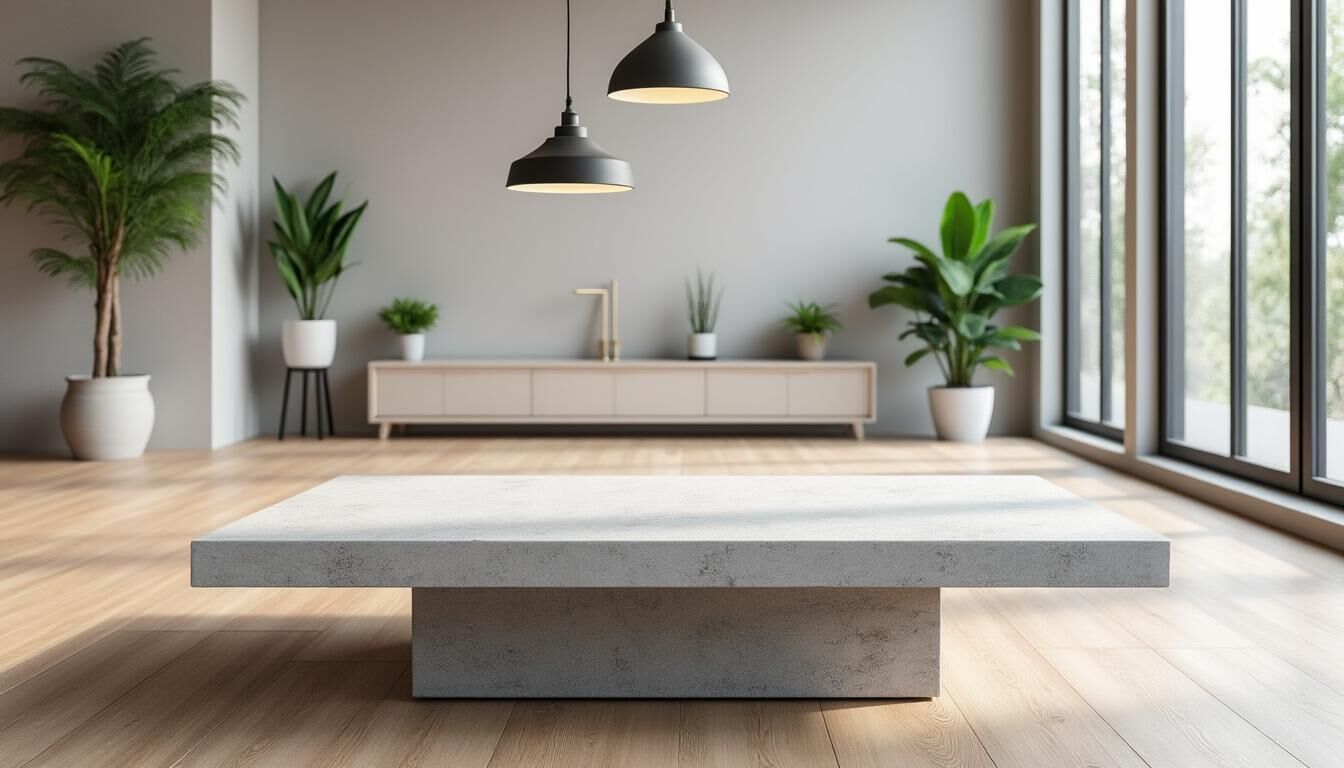 Découvrez notre table sur-mesure en béton ciré, un mobilier contemporain unique qui allie fonctionnalité et esthétisme. Idéale pour sublimer votre intérieur, chaque pièce est conçue pour parfaitement répondre à vos besoins et styles. Transformez votre espace avec une touche d'élégance moderne.