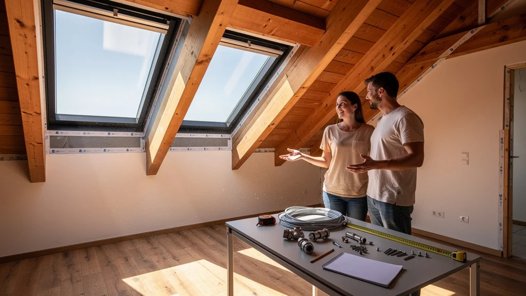 Aménagement des combles avec fenêtres de toit modernes, lumière naturelle et travaux en cours, prix estimés